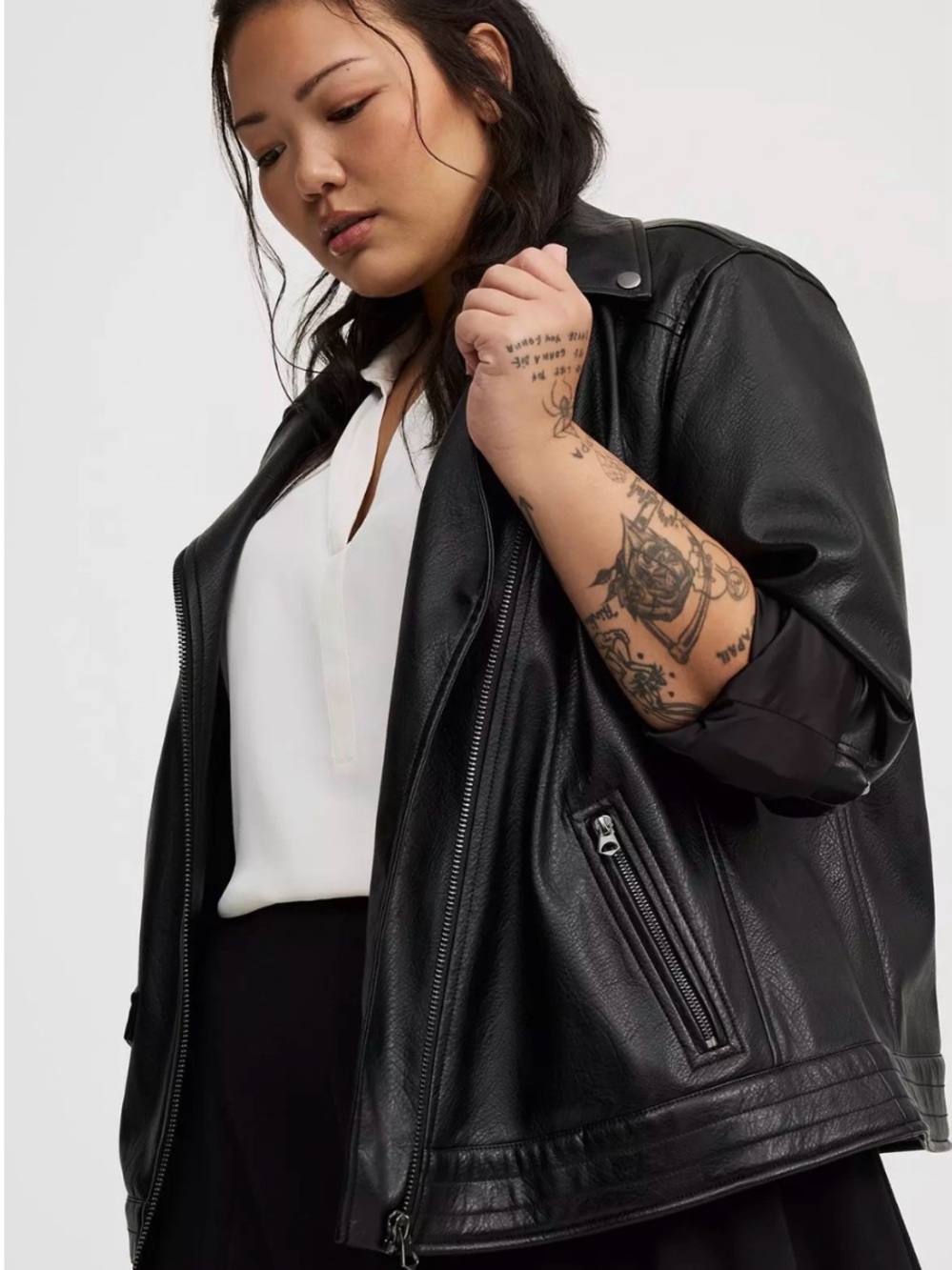 NWT Moto Leather Jacket Relaxed Black 2x